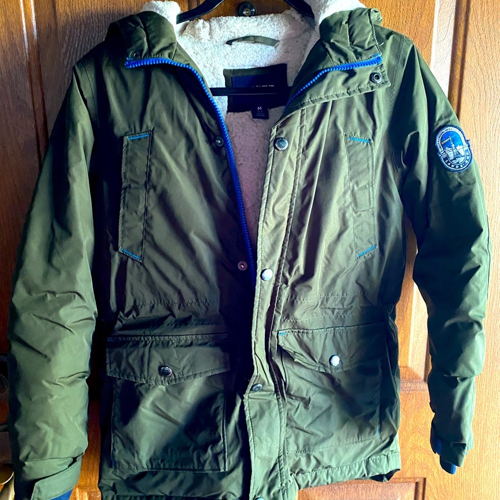 Lands End Boy’s size M (10-12) Dk Green Columbian Expedition Hooded Winter Coat